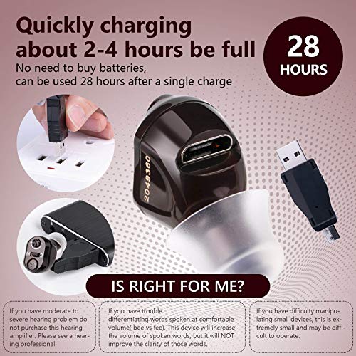 Rechargeable Hearing Amplifier Seniors-Adults Noise-Cancelling - Magic Ear Amplifier Invisible Voice Sound Amplifiers Elderly Listening Assistance Device 1 Pack (Brown)… #TOP3