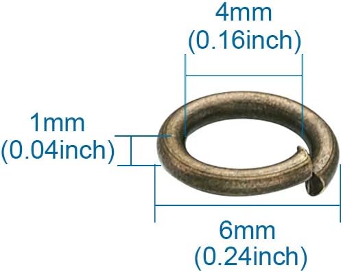 KISSITTY 50g Antique Bronze Plated Brass Open Jump Rings 6x1mm Round Chainmail Jewelry Making Connectors (About 450pcs)