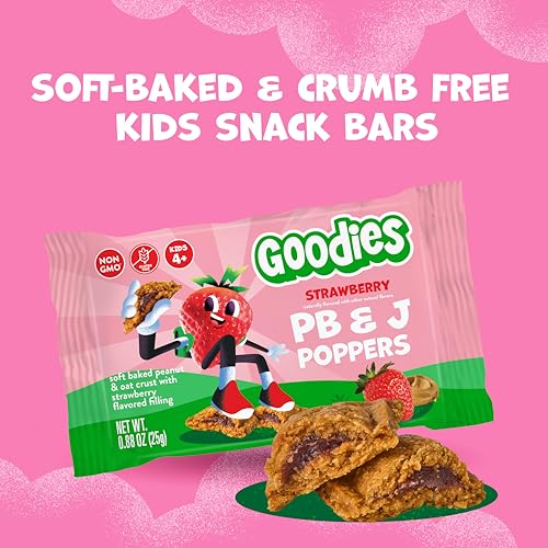 Goodies Strawberry PB&J Poppers, Soft Baked Kids Snack Bars, 24 Bars - image 3