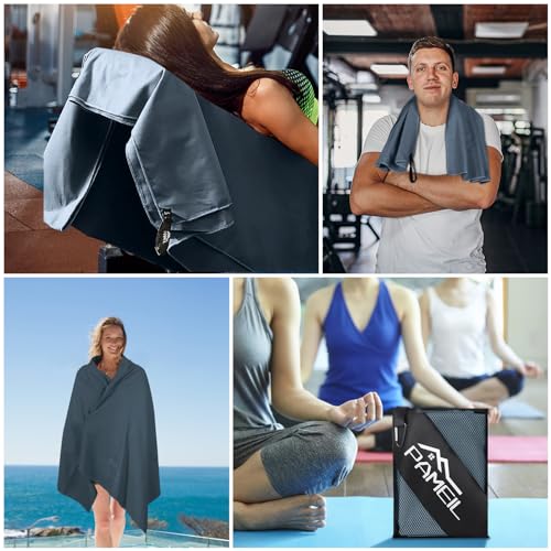 Pameil Mikrofaser Handtuch 3er Set (160x80cm Groß Badetuch +2 Stück 80x40cm Klein Handtuch), Reisehandtuch...