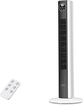 Electactic Tower Fan for Bedroom 25ft/s Standing Fan 85 Oscillating Fan with Remote, 3 Speeds, 4 Modes, 12H Timer, Portable Bladeless Floor Fan for Indoors/Home/Office, Secondary