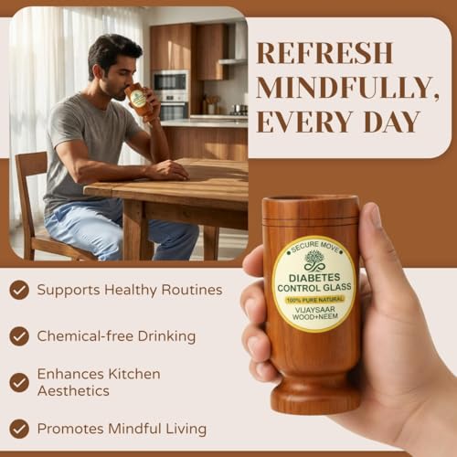 Image of Diabetes Control Wooden Glass | Vijaysar Neem Wood Glass for Sugar Control