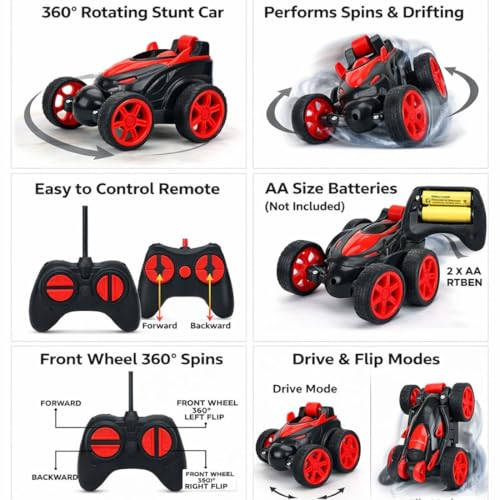 Image of 360 Rotating RC Stunt Car for Kids, USB Rechargeable Remote Control Toy Car with Double-Sided Driving, 4-Wheel Drift & Spin Action, Indoor Outdoor Racing Toy for Boys & Girls