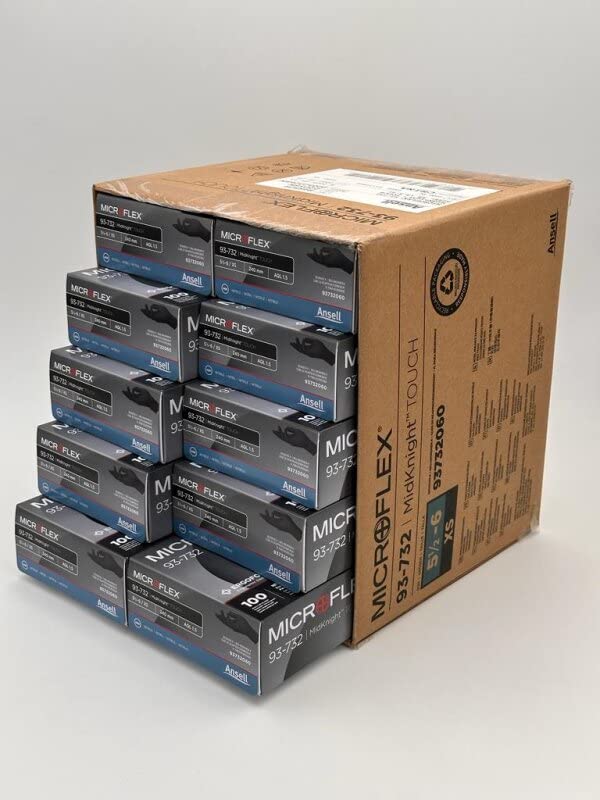 1000 nitrylowych rękawiczek jednorazowych MICROFLEX® czarny, rozm. XS (5,5-6), jednorazowe rękawiczki 262027