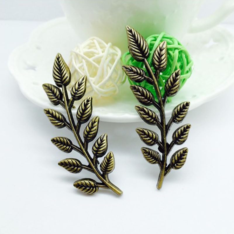 Image of coadipress Gentlemen Gold Silver Leaf Brooches Simple Elegant Retro Double Leaf Collar Pin Brooch Gold Silver Plant Leaves Brooches