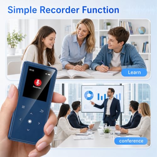 Image of MP3 Player 64GB Storage, Mini Size, HiFi Music, with Sports Clip, Blue