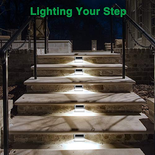 Outdoor Fence Lights,12 Pack Solar Powered Deck Lights Waterproof Stairs Light Stainless Steel Security Wall Lamps for Step Walkway Patio Garden Pathway - Cool White