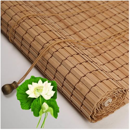 Estores Enrollables De Bambú Natural,Persianas De Bambú,Estores Romanas Vintage,Persianas Enrollables De Bambú Blackout,Cortinas Privacidad,para Ventanas Interiores Exteriores,WxH-105x160cm/41 * 63in