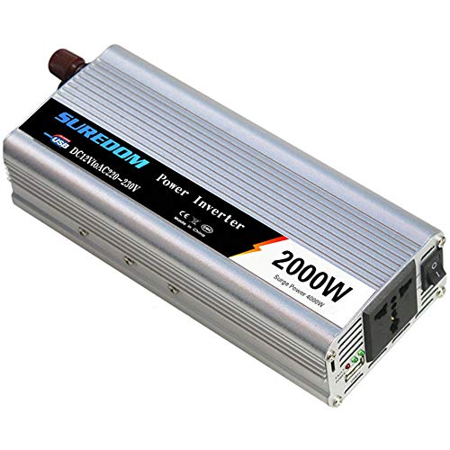 Inversor de 12V a 110V CC a CA transformador 2000W con puerto USB y tomas 2