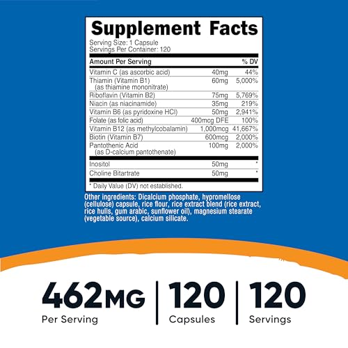 Image of Nutricost High Potency Vitamin B Complex 462mg, 120 Capsules - with Vitamin C - Energy Complex
