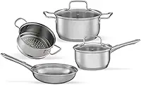 Brinox - Jogo de Panelas Aço Inoxidável Fundo Triplo 4 Peças Jasmin com Indução - Inox