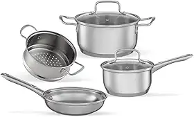 Brinox - Jogo de Panelas Aço Inoxidável Fundo Triplo 4 Peças Jasmin com Indução - Inox