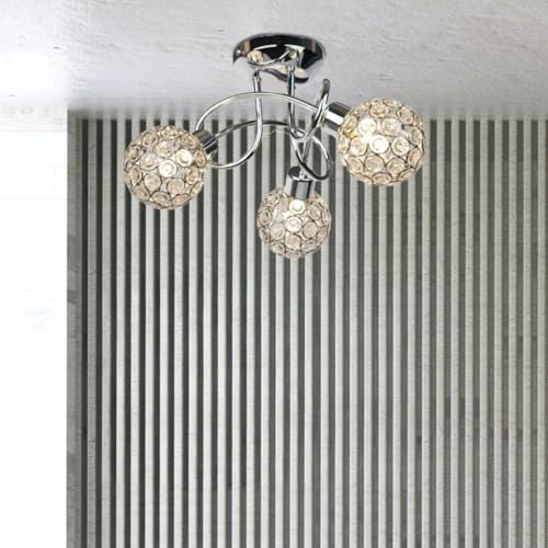 firstchoicelighting Modern 3 Way Flush Silver Chrome Metal Ball Ceiling Light Fitting