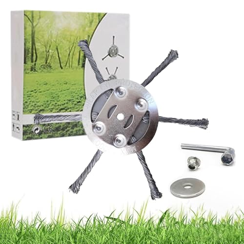 2025 New Steel Wire Grass Trimmer Head, 6 Inch Steel Wire Brush Cutter Trimmer Head for 5mm(0.2inch) Bore Weed Eater, Steel Wire Weed Trimmer Head with Screw Kit (6 Blade+Nuts Kits)