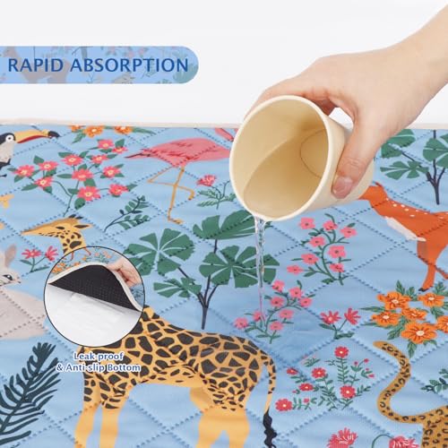 Image of IEUUMLER Washable Pee Pads for Dogs, 2 Pack Forest Pattern Reusable Waterproof Puppy Pads, Non-Slip Super Absorbent Dog Training Pad for Playpen Crate Bed EU013 Blue Jungle, 24x24