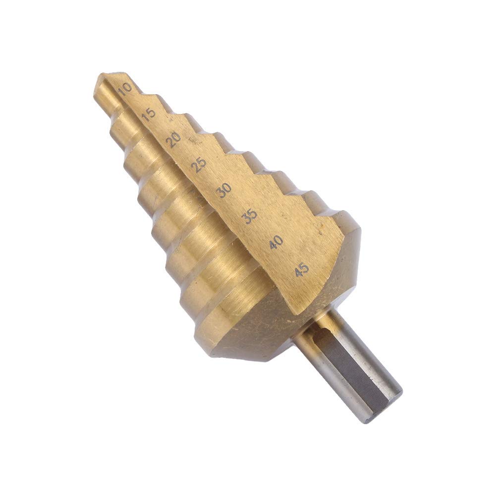 Foret étagé Yosoo Pagoda - 10 à 45 mm - En acier HSS - Revêtu de titane - Bout de forme conique - Pour outil électrique