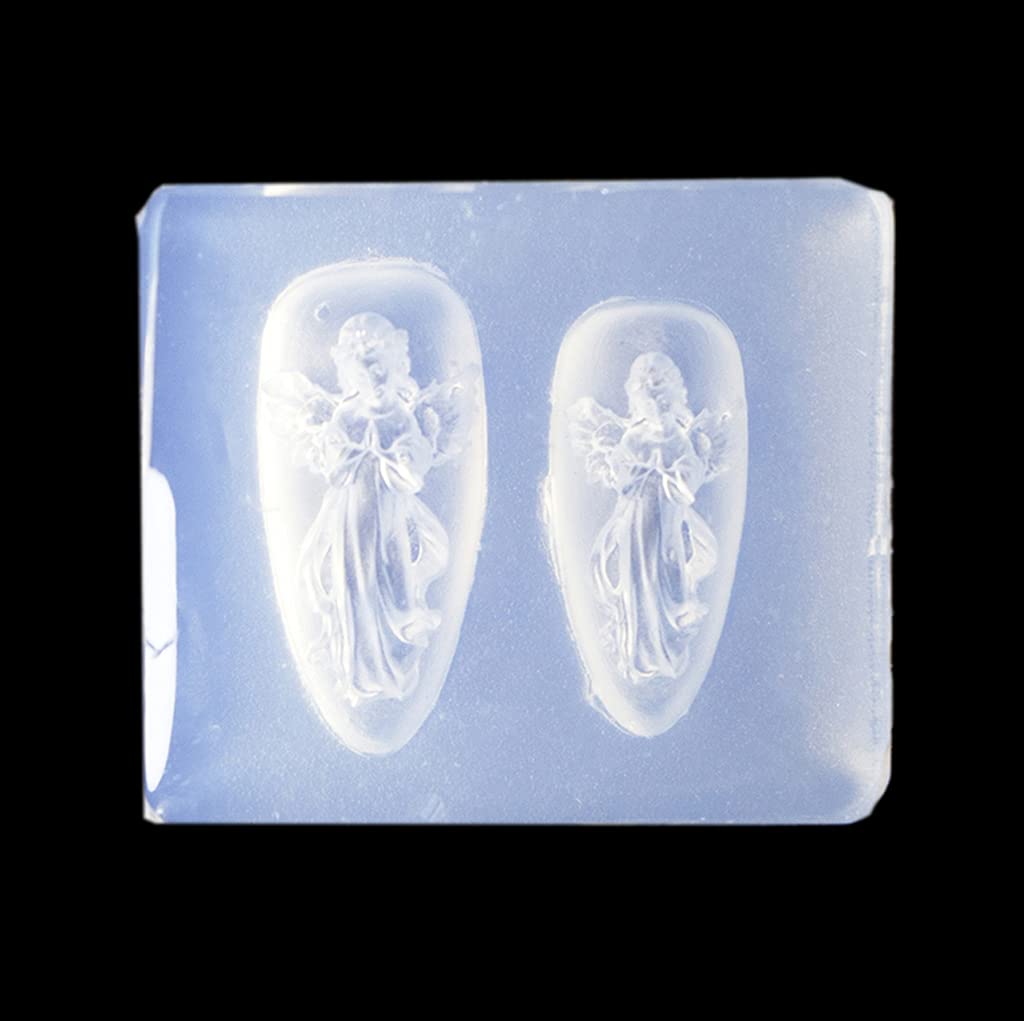 Ldabrye Silicone Molds for Epoxy Resin Silicone Nail Carving Mold 3D Mini Angel Nails Stencils Crystal Epoxy Resin Mold Craft Casting Mold for Gift Home Decor
