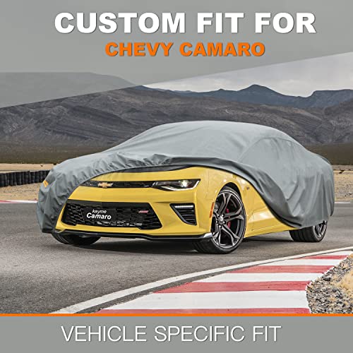 Image of Kayme Heavy Duty Car Cover Custom Fit Chevrolet Chevy Camaro ZL1 SS Z28 LT LE LS (1982-2025), Waterproof All Weather for Automobiles, Full Exterior Covers Sun Rain UV Protection.