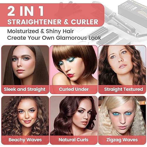 image for Sixriver Hair Crimper for Women - Ceramic Waver Hair Tool with 4-in-1 