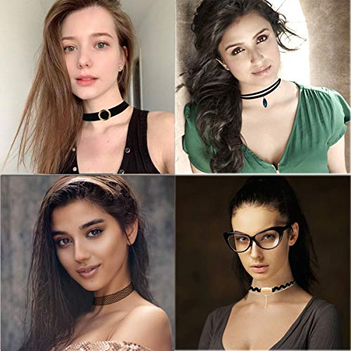 K&Q 52 PCS Choker Necklace, Classic Gothic Black Cute Lace Velvet Collar Choker Necklace Set 7