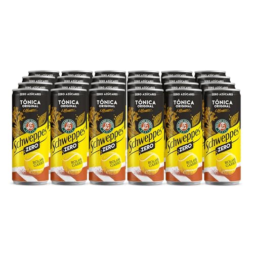 Schweppes Tónica Zero, Bebida Refrescante Sin Azúcar ni Calorías - Lata, Pack 24 x 33 cl