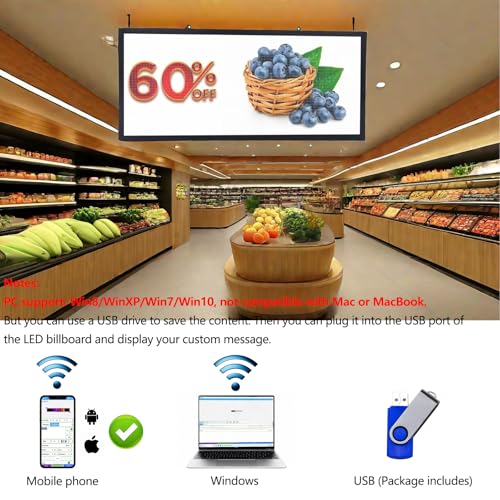 Image of P6 Outdoor Programmable LED Sign 40 inchx17 inch - Full Color 160x64 High Resolution Digital Signage | WiFi & USB Control Scrolling Message Board for Business Advertising, Marquee Display for Text, Video & Images