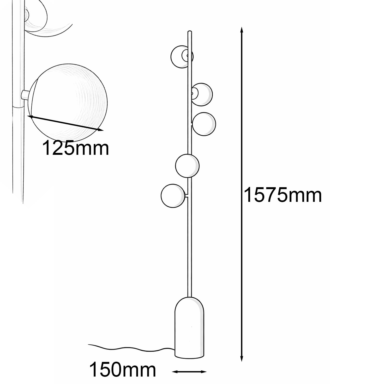 Alpinaluz Lampada da Terra Verde Moderna con 5 Sfere Luna 3D in ABS Stampate, Base in Ferro Robusta, 5 Portalampada G9 per Illuminazione Soffusa e Design Nordico Elegante per Soggiorno e Camera da