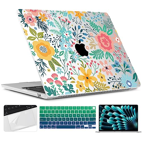 Carcasa MacBook Air 15 M2 soluciona desgaste diario funda dura floral con kit limpieza