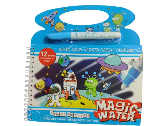 NEO9 Space Odyssey Cartoon Character Printed Magic Water Book Fun & Learn, Draw, Reusable Coloring Book Good for Children, Non Toxic Use Easily (Space Odyssey)
