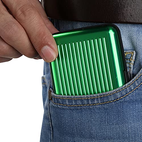 Set of 6 Aluminium Metal Credit Card Wallet Holder/Moneybag Storage- Prevent Identity Theft by Blocking RFID Scanning of Your Credit Cards (Assorted Colors) Size 11x7x5.2cm4