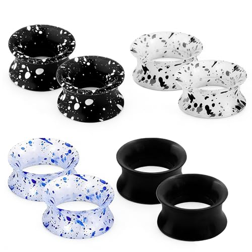 ZENGSING 4 Paar Flesh Tunnel aus Silikon Weich Silikon Ohr Tunnel Plug Flesh Tunnels aus Silikons Ohr Tunnels Set Soft Ohrs Plug Expander Double Flared Piercing Schmuck für Frauen Männer (8MM)