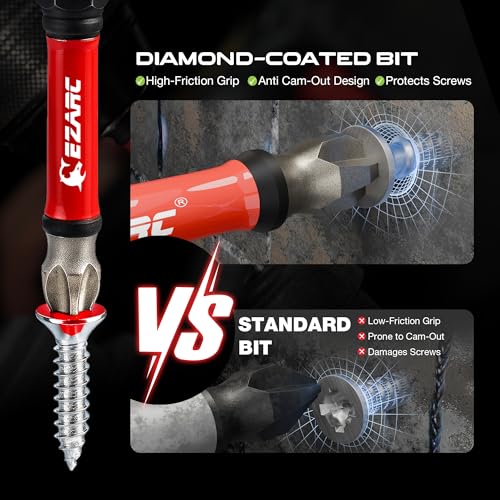 Image of EZARC Diamond Tip Screwdriver Bit Set, 2-9 /16 inch Anti-Slip Bits, 10PCS