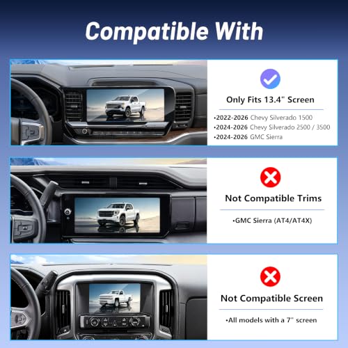Image of Phone Holder for Chevy Silverado 1500 /2500 /3500 (2022-2026,ONLY Fits 13.4 inch Screen) /GMC Sierra, MagSafe Car Mount, 15W Magnetic Wireless Charger, 360 Rotating, Hands Free, Car Accessories Interior
