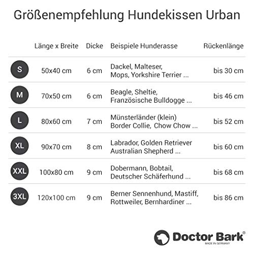 Doctor Bark Hundekissen Urban - orthopädisches Hundebett für mittlere Hunde - waschbar bis 95°C - robuste Indoor/Outdoor Hundematratze - Made in Germany (M - 70x50 cm, Schwarz)