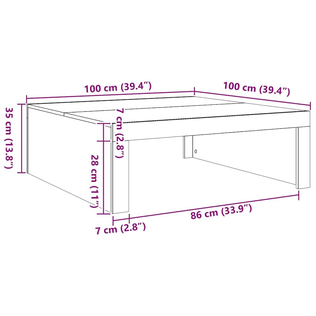 vidaXL Mesa de Centro Madera de ingeniería Roble Artisan 100x100x35 cm, Mesa Auxiliar, Mesa de salón, Mesa Decorativa, mesita de sofá