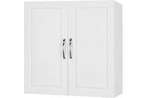 White Linen Tower Cabinet for Bathroom and Kitchen Storage - Great for...