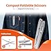 XXOK 2-in-1 foldable scissors with measuring ruler - stainless steel mini Travel Scissors portable lightweight EDC scissors multitool suitable for camping survival and outdoor use (white)