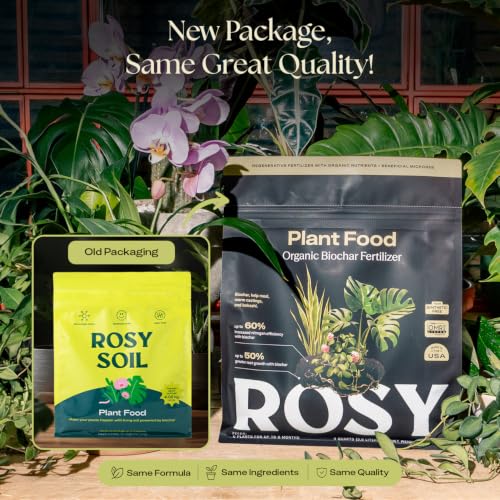 Image of Rosy Soil Plant Food, Organic Fertilizer for Indoor Plants, 4 Quarts | Microbially Active Organic Indoor Plant Food, with Biochar, Kelp, Worm Castings, For Houseplants, Herbs & Flowers