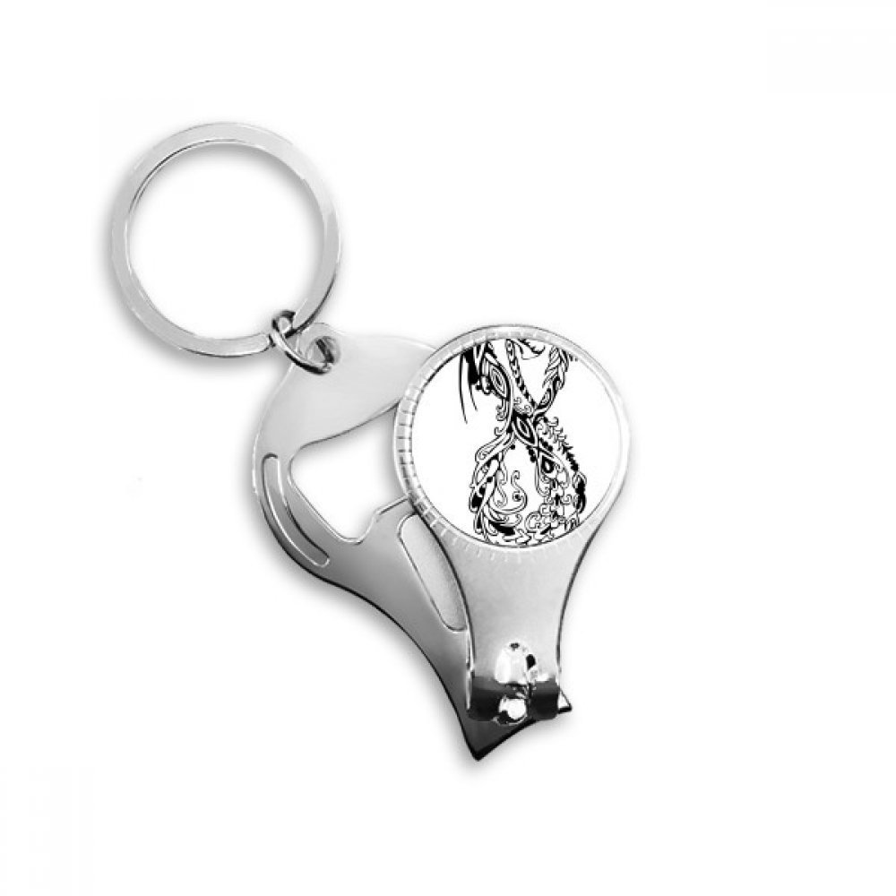 Porte-clés dragon chinois en métal avec coupe-ongles et décapsuleur intégré multifonction