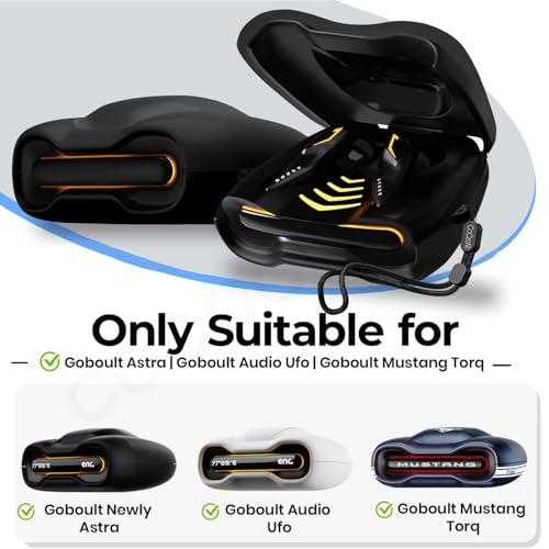 Image of Soft Silicone Case Cover Compatible for GoBoult Audio UFO | GoBoult Astra | GoBoult Mustang Torq (Black,Lanyard)