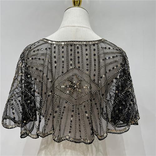 Vintage Lace Beaded Shawl, Sequin Shawl, Wrap for Formal Dress for Party Banquet3