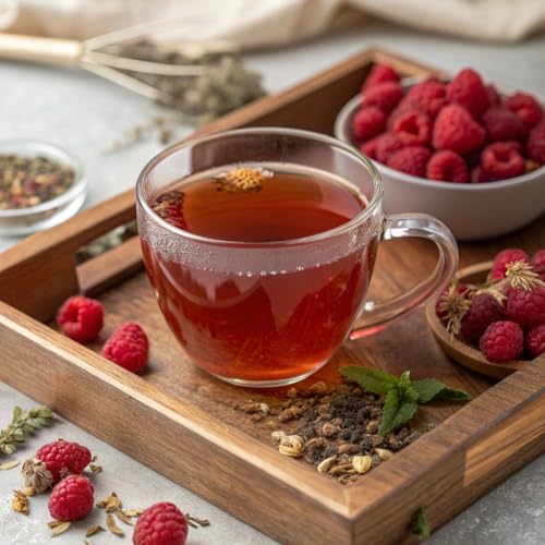 Image of FGO Organic Red Raspberry Leaf Tea Bags, 100 Eco-Conscious Tea Bags, Caffeine Free, Imported from Germany, Reseable Bag, Packaging May Vary (Pack of 1)