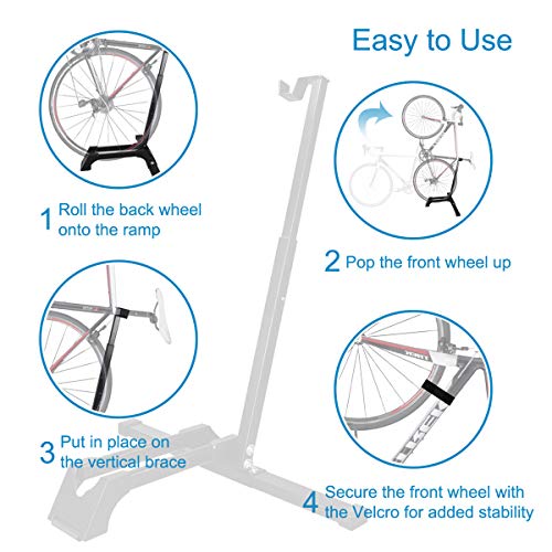 Qualward Bicycle Stand Vertical Bike Rack Floor Adjustable Upright Design, Space Saving for Living Room, Bedroom or Garage