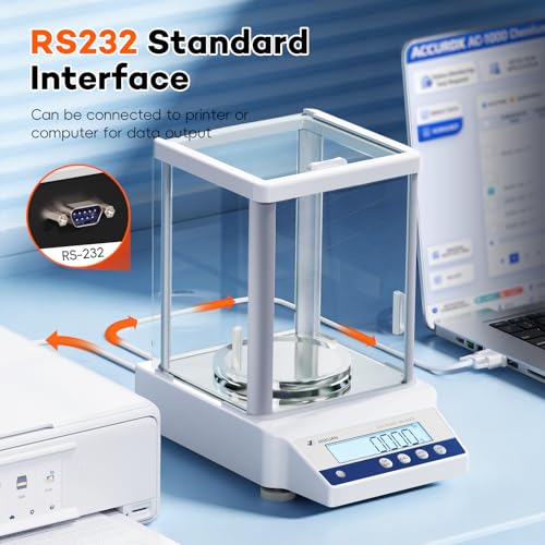 Image of Lab Scale 0.001g Accuracy 500g Digital Milligram Scale Analytical Balance Scale with Windshield LCD Display 7 Units 200g Calibration Weight, Precision Scale for Jewelry Gold Powder Chemistry