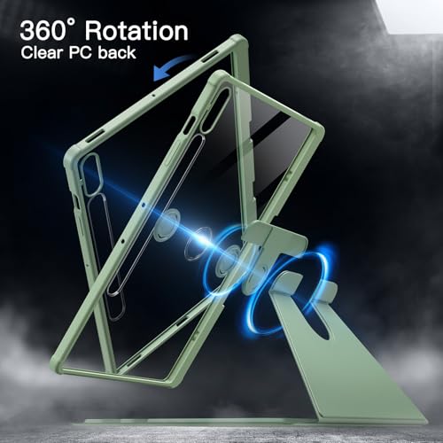 Image of JETech Rotating Cover Case for Samsung Galaxy Tab S10+ 2024 /Tab S9 FE+ /S9+ 2023 12.4-Inch with S Pen Holder, 360 Degree Rotation Protective Stand Cover Clear Back, Auto Wake /Sleep (Mint)