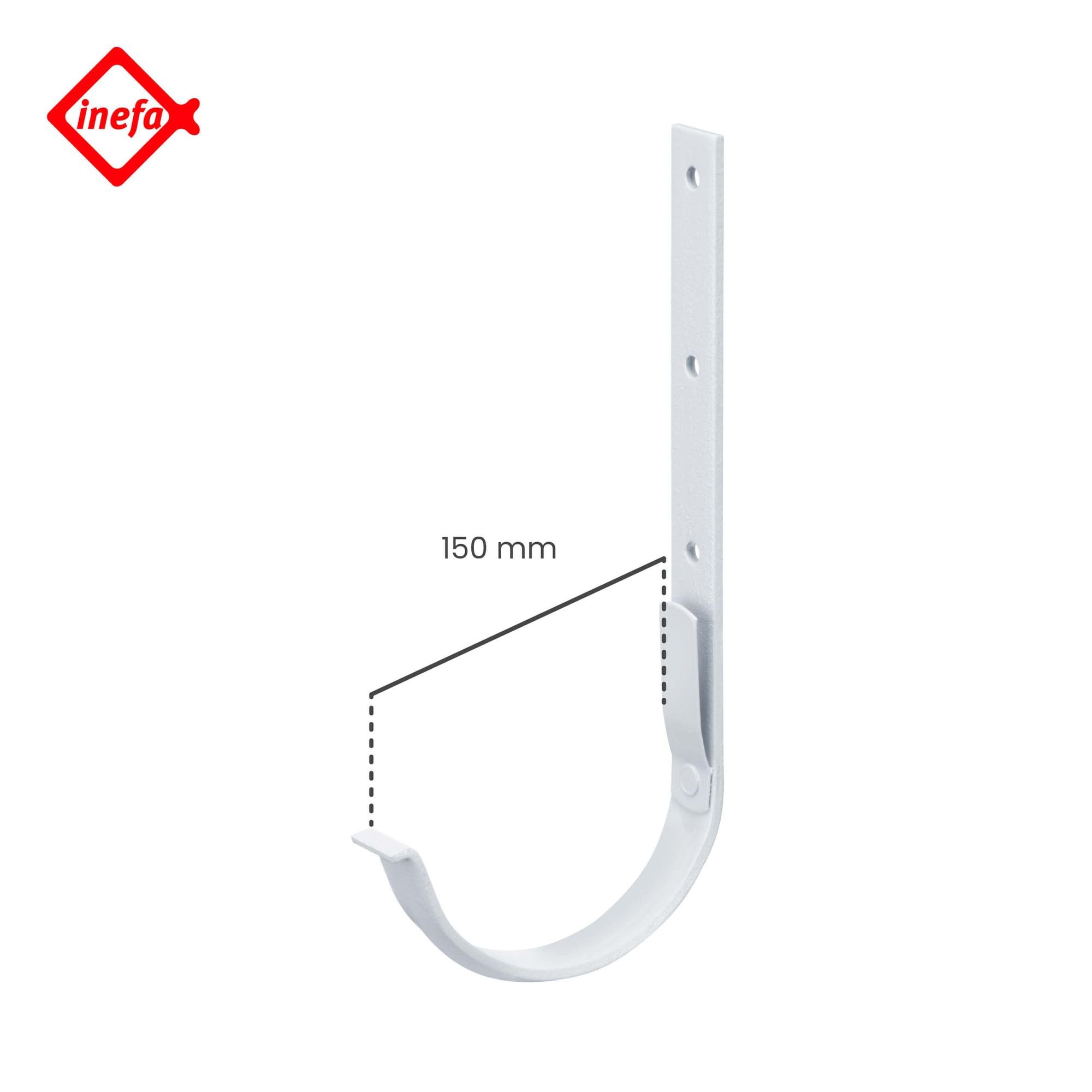 INEFA 20x Soporte de canalón semicircular 150mm Blanco | Soporte de canalón de acero galvanizado, accesorio de canalón, montaje por encaje fácil, Made in Germany
