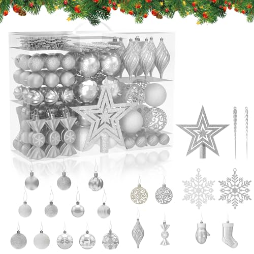 Froadp 138-teilig Weihnachtskugeln Set aus Kunststoff, Christbaumkugel...