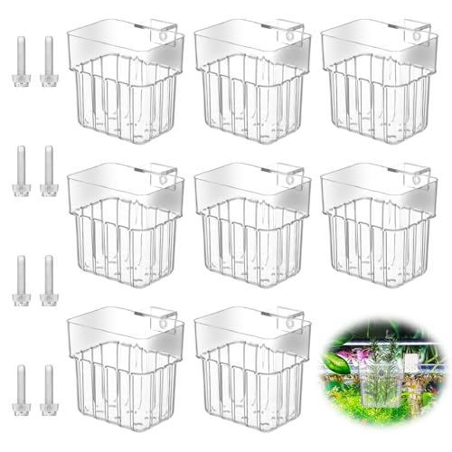 Image of 8 Clear Acrylic Aquarium Plant Holders with Hooks for Aquaponic Plant Cultivation and Aquarium Water Feature Decoration