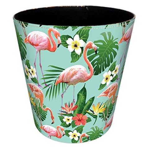 Lingxuinfo Scakbyer Waste Paper Bin, European British Style Flamingo Pattern Trash Can Wastebasket Garbage Can Without Lid Waste Bin for Kitchen Bathroom Bedroom - Flamingo Cover