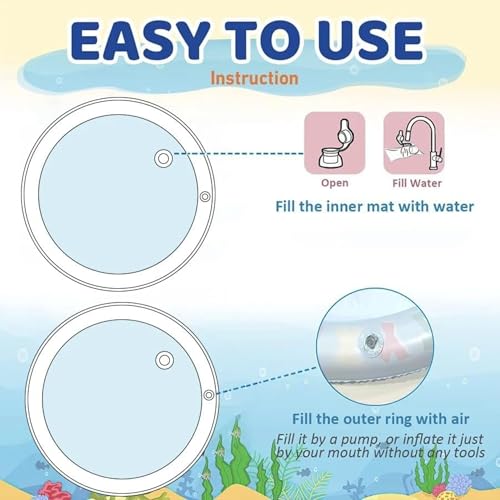 Image of Mashes inch Baby Kids Water Play Mat Toys Inflatable Tummy Time Leak Proof Water Play Mat, Fun Activity Play Centre Indoor and Outdoor Water Play Mat for Baby (Blue) (Round)